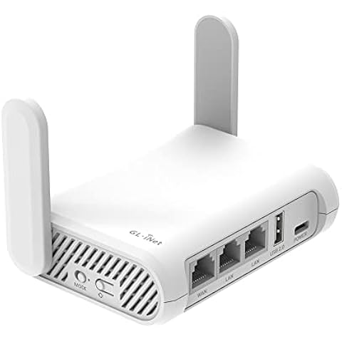 GL.iNet GL-SFT1200 (Opal) Secure Travel WiFi Router, AC1200 Dual Band Gigabit Ethernet Wireless Network, IPv6 USB 2.0, Repeater Bridge Access Point Mode, Router for Public Use, Easy Setup with Guide
