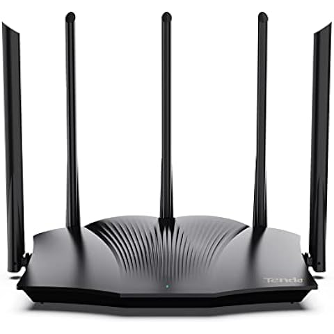 Tenda WiFi 6 Gaming Router, AX3000 Dual Band Gigabit Wireless Router for Home, Long Range Coverage with 5 * 6dBi High-Gain Antennas, High Speed with 4 Gigabit Ports, Support WPA3, VPN(RX12Pro)