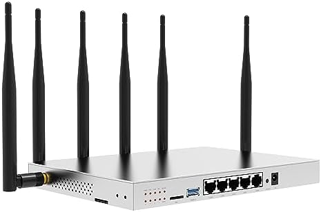Wiflyer WG3526 4G LTE Router | AC1200Mbps Dual Band CAT4 Wireless Router with Metal Case and Detachable 6×5dBi Antennas| Gigabit Ethernet with TF Card Slot & USB3.0 Port & SIM Card Slot