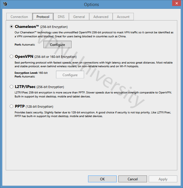 VyprVPN VPN protocols and settings