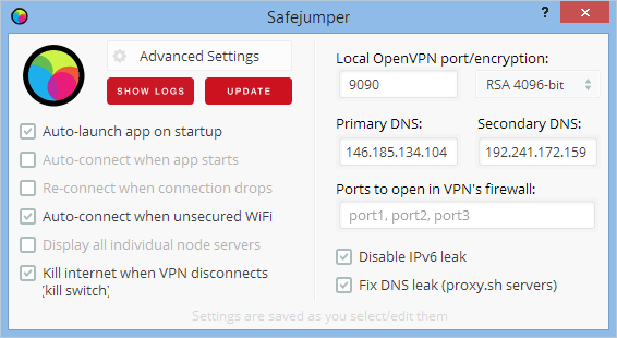 safejumper settings