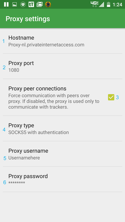 tTorrent Proxy Settings
