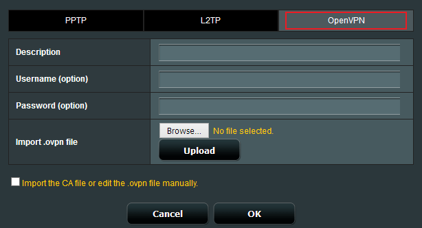 ASUSWRT OpenVPN profile
