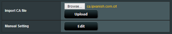 CA certificate uploaded to router