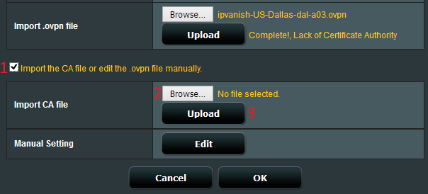 Import CA certificate