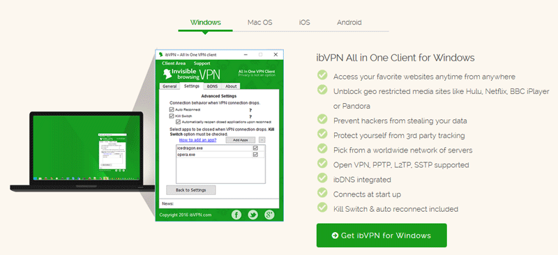 ibvpn Windows app features