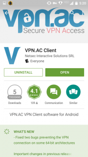 VPN.ac app in play store