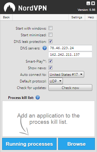 NordVPN settings