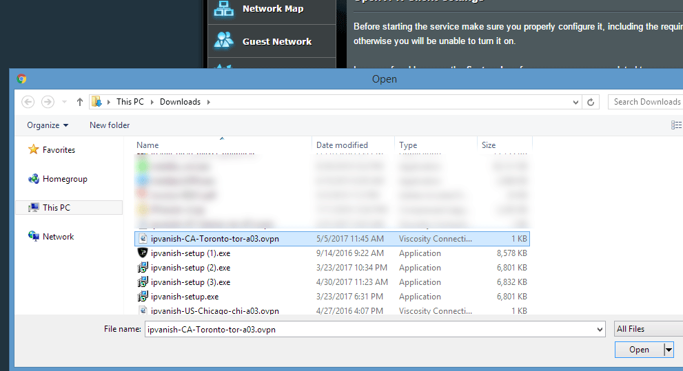 Upload the .ovpn file