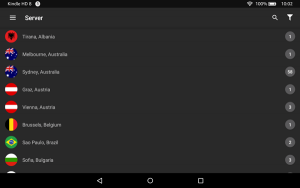 IPVanish VPN Server list Fire HD8