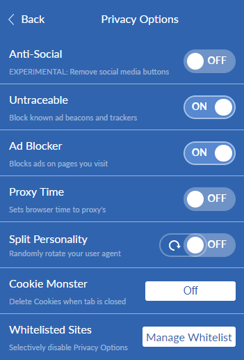 Windscribe extension settings