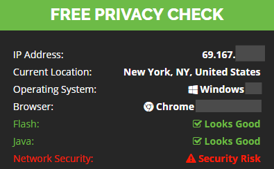 IP and location check (no vpn)