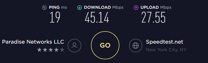 VyprVPN New York (NYC) Speed Test
