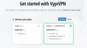 VyprVPN month-to-month subscription pricing