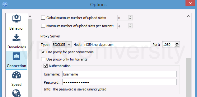Qbittorrent proxy settings
