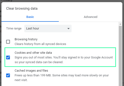 Clear your browser cookies