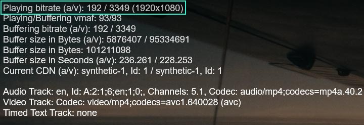 Framerate, buffer and Resolution statistics for Netflix Germany streaming Devotion (film) with Surfshark VPN