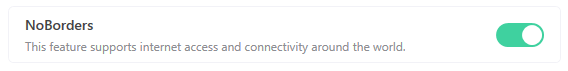 Noborders mode active in Surfshark client